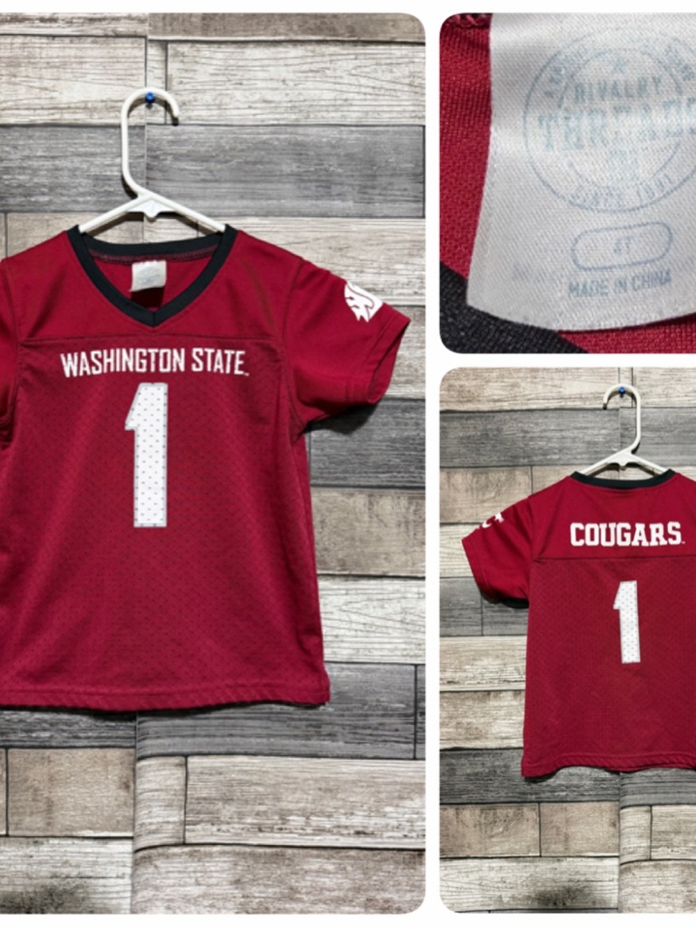Rivalry Threads WSU Cougars Football Jersey Kids 4T Red Washington State